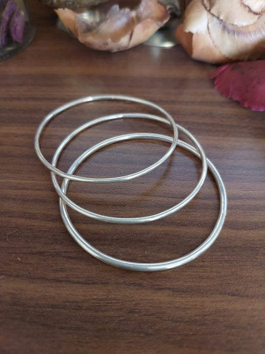 Sterling Silver Jewellery..Sterling Silver bangles Silver bangles Silver Plain Bangles for set of 3 1 thick 2 thin Bangles...Kangan