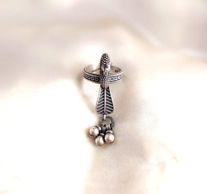 Sterling Silver Jewellery..Sterling Silver Finger Ring Silver Peacock Gungroo Ring...Mayur