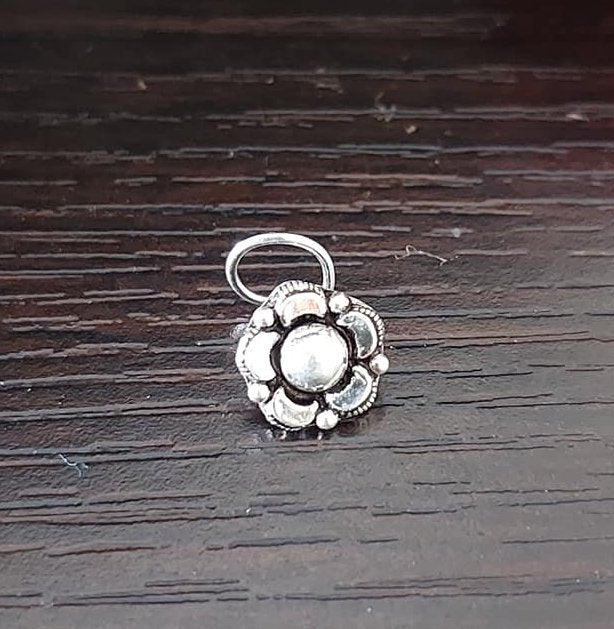 Sterling Silver Jewellery..Sterling Silver Flower Nosepin Big..Nath