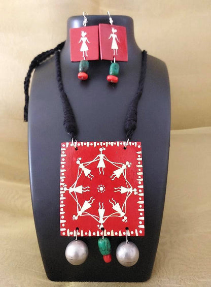 925 Sterling Silver Jewellery Silver Jewellery Red Wali Painting Necklace Set
