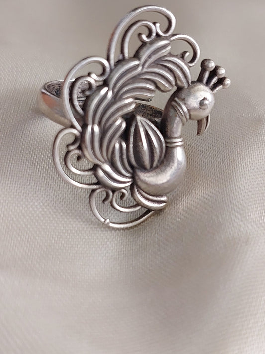 Sterling Silver Jewellery ..Sterling Silver Finger Ring Silver peacock Finger Ring..Mayur