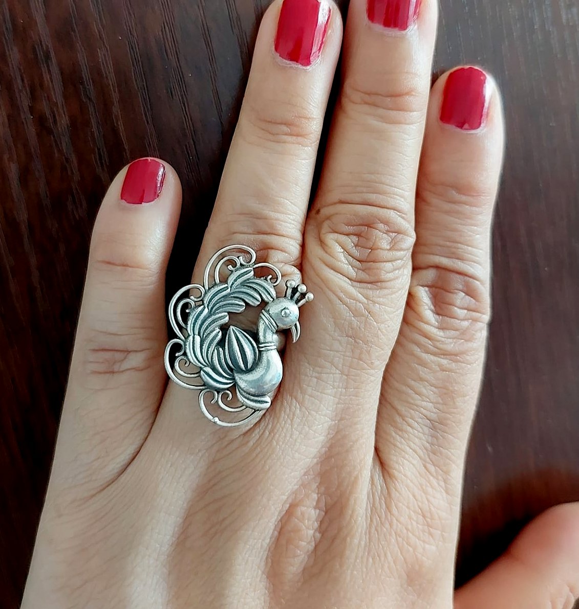 Sterling Silver Jewellery ..Sterling Silver Finger Ring Silver peacock Finger Ring..Mayur