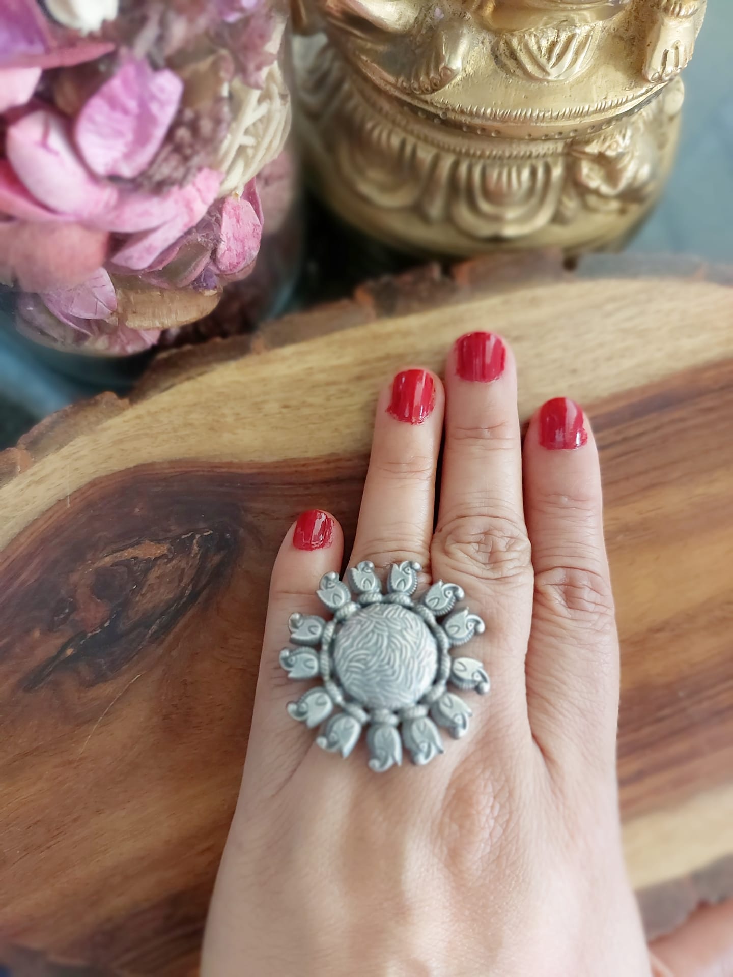Stering Silver Jewellery.Sterling Silver Finger Rings Silver Finger Ring Flower  Finger Ring Adjustable..Banjaran