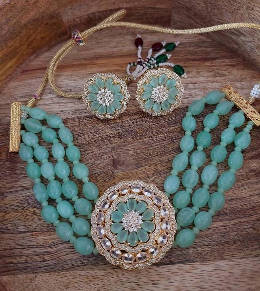 Fashion Jewellery Green  Beads Choker
