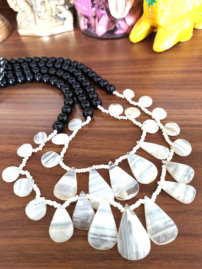 semiprecious Beads Necklace Natural Moonstone Top Drilled 2 Layered Necklace