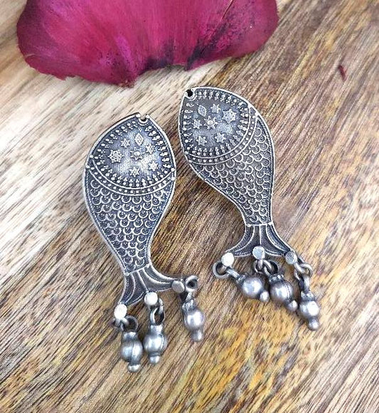Sterling Silver Jewellery Silver Jewellery Fish Gungroo Earrings..Trendy