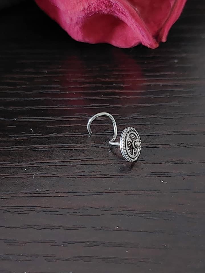 Sterling Silver Jewellery..Sterling Silver Round Nosepin..Nath