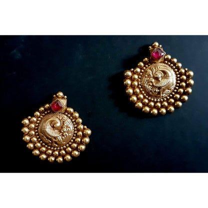Riwaz..Sterling Silver Gold Plated Studs Silver Gold Plated  Kemp Kudi