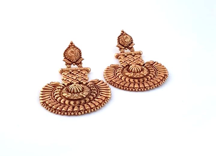 Riwaz..Traditional Gold Plated Earrings Gold Silver Gold Plated Earrings Traditional Dangler