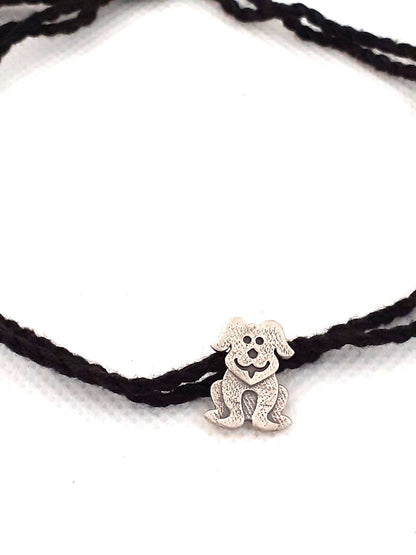 Sterling Silver Jewellery..Thread Anklet Black Thread Anklet Nazar Battu Doggy Nazar Battu...Nazariya