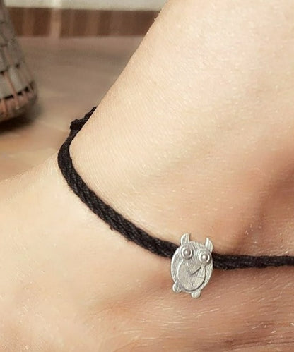 Sterling Silver Jewellery..Thread Anklets Anklets Black Thread Nazar Battu Owl Nazar Battu...Nazariya